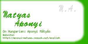 matyas aponyi business card